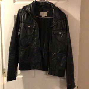 “Pleather” bomber jacket